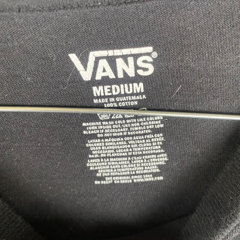 Vans Off the Wall Black and Checkered Long Sleeve T-shirt Men's Medium Skater - Picture 3 of 5